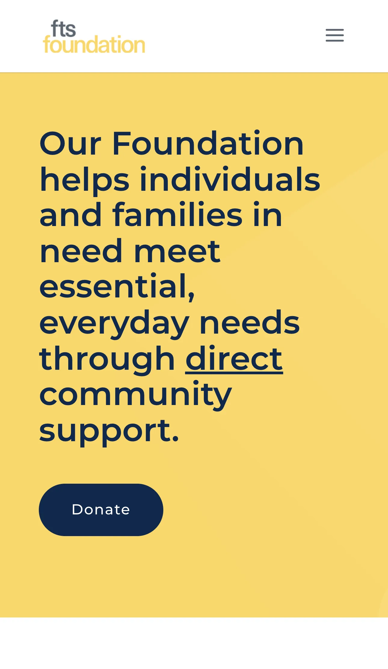 FTS Foundation homepage on mobile