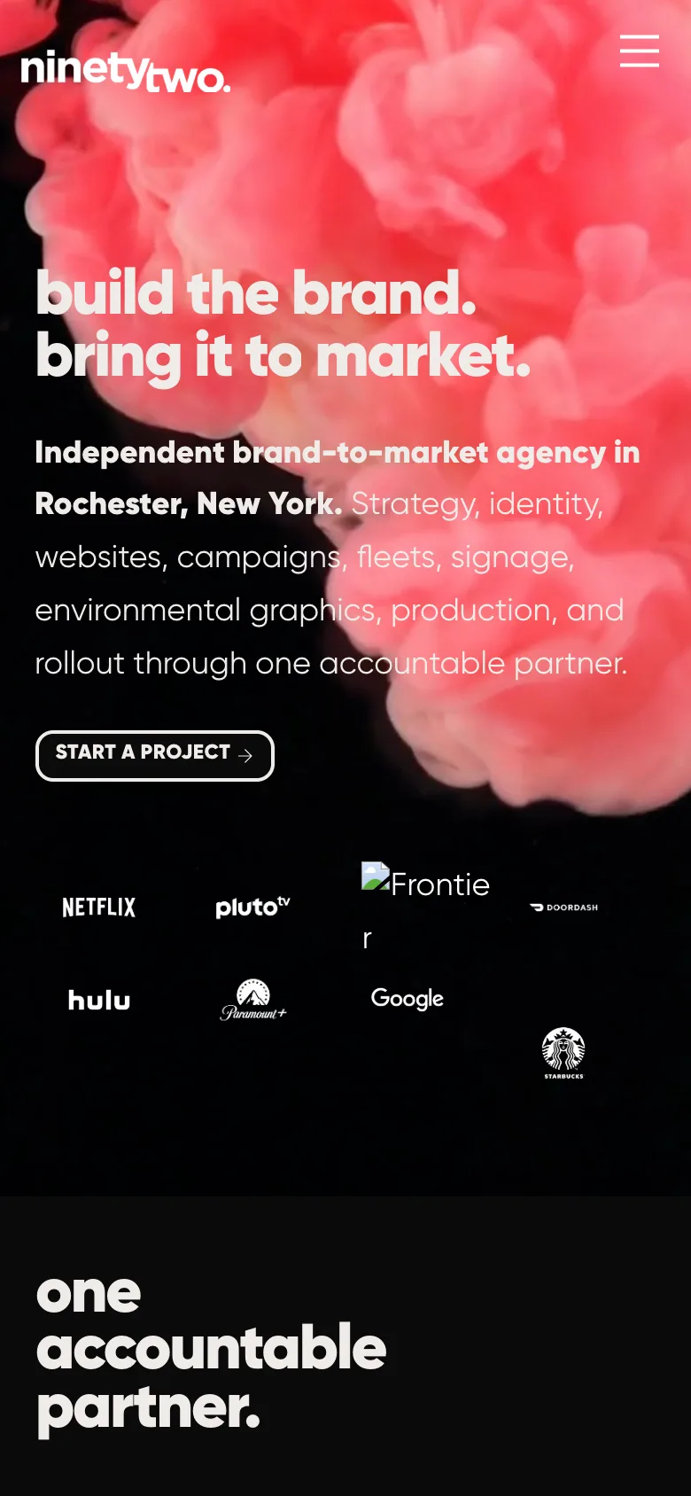 ninety two 3.0 homepage on mobile
