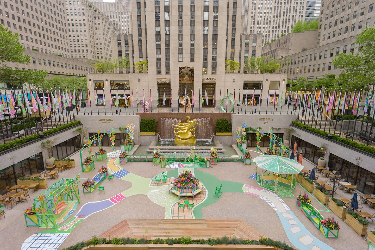 Van Cleef and Arpels Spring Is Blooming sunken plaza installation, Rockefeller Center 2025